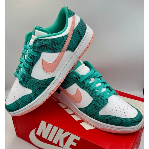 Nike Dunk Low Washed Teal Snakeskin Size 12 DR8577-300 #  409 - Picture 2 of 8